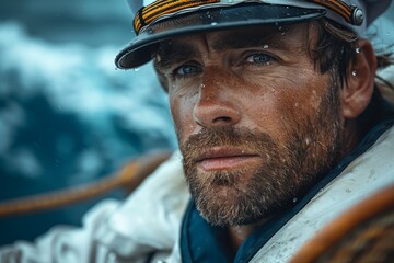 The image evokes a sense of solitude and resilience with a lone kayaker navigating through the choppy blue ocean