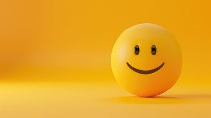 Smiling Face Yellow Emoji Faces on Yellow Studio Background