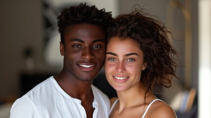 Diverse Couple Posing for a Picture