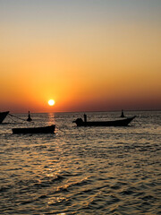 boat at sunset