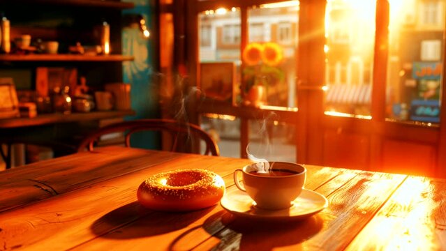 Tea and Bagel Delight: Indulging in a Warm Duo