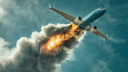 A aircraft is seen in the sky with excessive smoke emanating from it, indicating a potential mechanical issue or emergency situation.