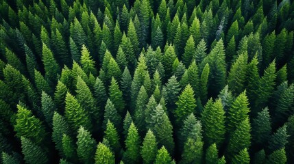 Aerial view of dense green forest capturing co2 for carbon neutrality and net zero goals