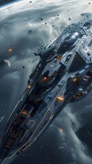 Revamped Sci-Fi Battleship Soaring through Cosmic Expanses in Unreal Engine Rendering