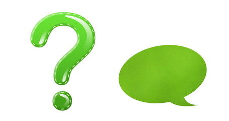 Image of speech bubble and question mark on white background