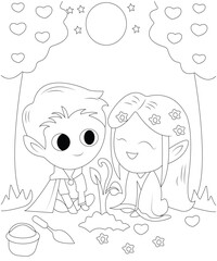 valentine coloring book for kids and adult vectore art line art