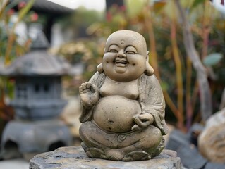 Plump happy Buddha statue