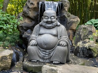 Fototapeta na wymiar Plump happy Buddha statue