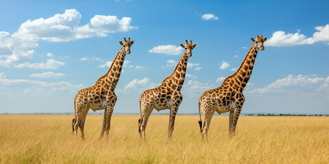 Giraffes in the savanna of Serengeti National Park in Tanzania