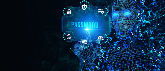 Password to access personal user data, cybersecurity concept. 3d illustration