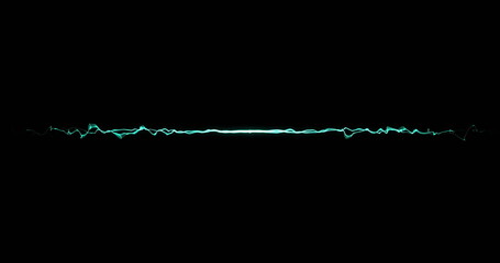 Digital image of green light trail exploding against black background