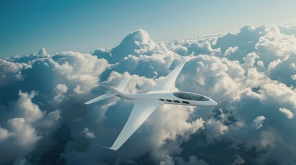 Obraz premium A white airplane is flying through the sky