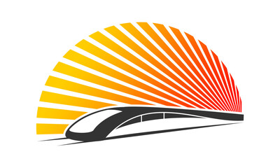 Fast train with sun shine illustration design vector