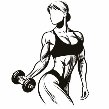 recommend clip art: black and white logo with bodybuilder for gym and fitness club