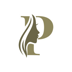 Letter P Beauty Face Logo