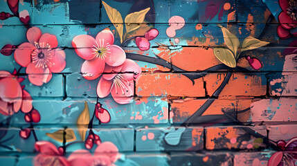 Spring graffiti painting background