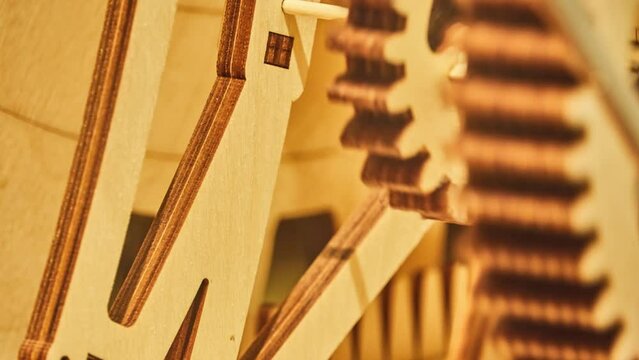 Wooden mechanism that consists of several gears