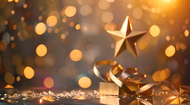 star awarded trophy award with bokeh background