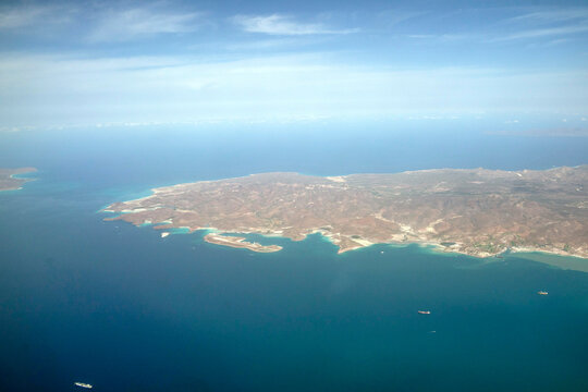 Balandra pichilingue la paz baja california sur aerial view from aircraft