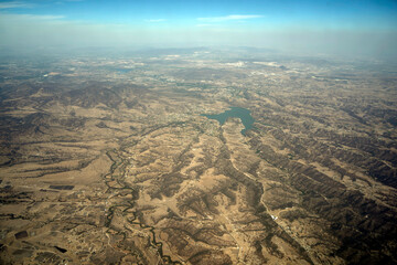 presa san luis taxhimay lake central mexico aerial view from airplane