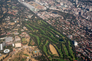 golf course in mexico city aerial view landscape from airplane