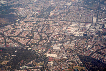 mexico city aerial view landscape from airplane