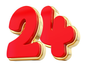 3D Red Number 24