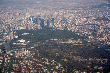 mexico city aerial view landscape from airplane