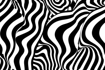 Obraz premium Retro 1960s Psychedelic Pattern, Black and white SVG vector art, classic visual style ,seamless repeating pattern.