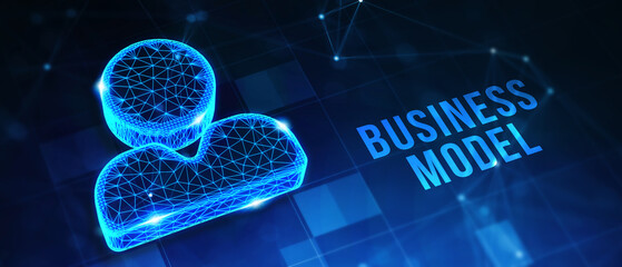 Business, Technology, Internet and network concept. Shows the inscription: BUSINESS MODEL. 3d illustration - obrazy, fototapety, plakaty