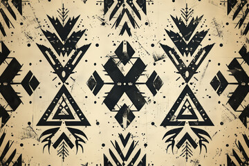Two-tone Minimalist Tribal Pattern, Repetitive, stylish ,seamless repeating pattern.