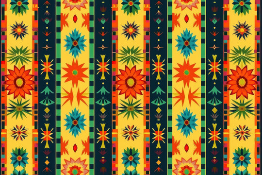 Mexican Pueblo Pattern, Traditional inspired design ,seamless repeating pattern.