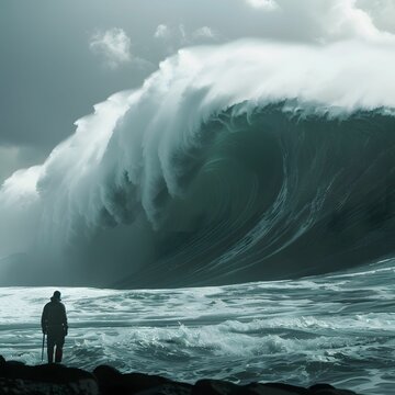Giant wave looming overhead inevitable crash