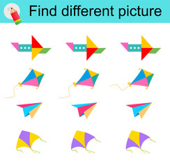 Logic game for children. Find different picture.