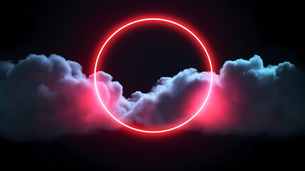 Obraz premium 3d rendering abstract cloud illuminated with neon lights