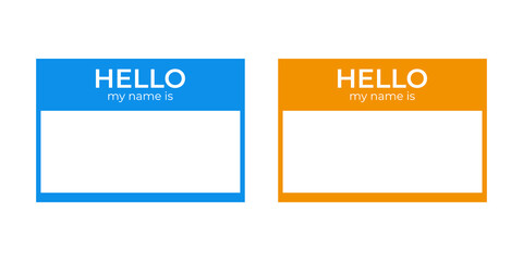 "Hello, my name is" label sticker blank template, introduction card, sticker, name tag.