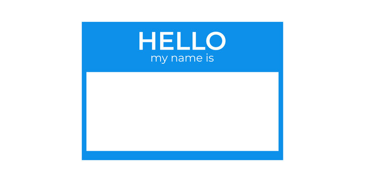 "Hello, my name is" label sticker blank template, name tag.
