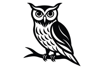 white owl on branch tattoo vector design 3.eps