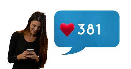 Front view of woman checking her phone