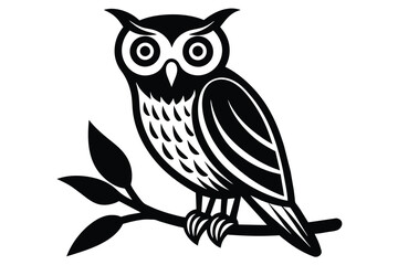 white owl on branch tattoo vector design 6.eps