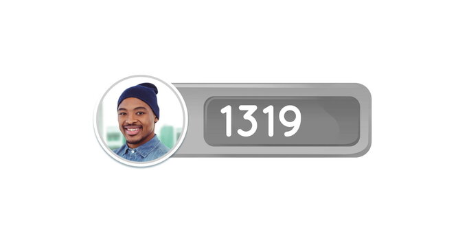 Image of a profile picture inside a grey message bubble with increasing number count