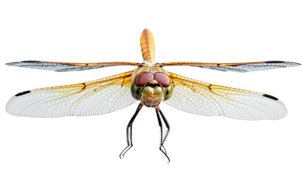 Detailed Dragonfly Macro on Isolated Background, Insect Close-up with Transparent Wings - obrazy, fototapety, plakaty