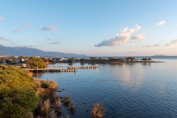 冬の琵琶湖　早朝の琵琶湖大橋橋上からの風景