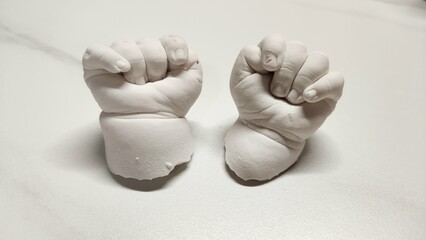 A sculpture of a 50-day-old baby's hand that I made
