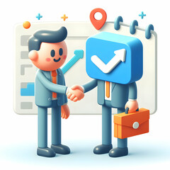 3d flat icon Business Handshake with Trust Concept as A handshake between a customer and a marketer symbolizing trust with isolated (1).jpg