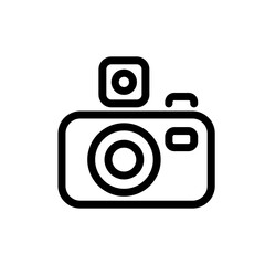 Photo camera line symbol, photo camera vector editable stroke icon for user interface.