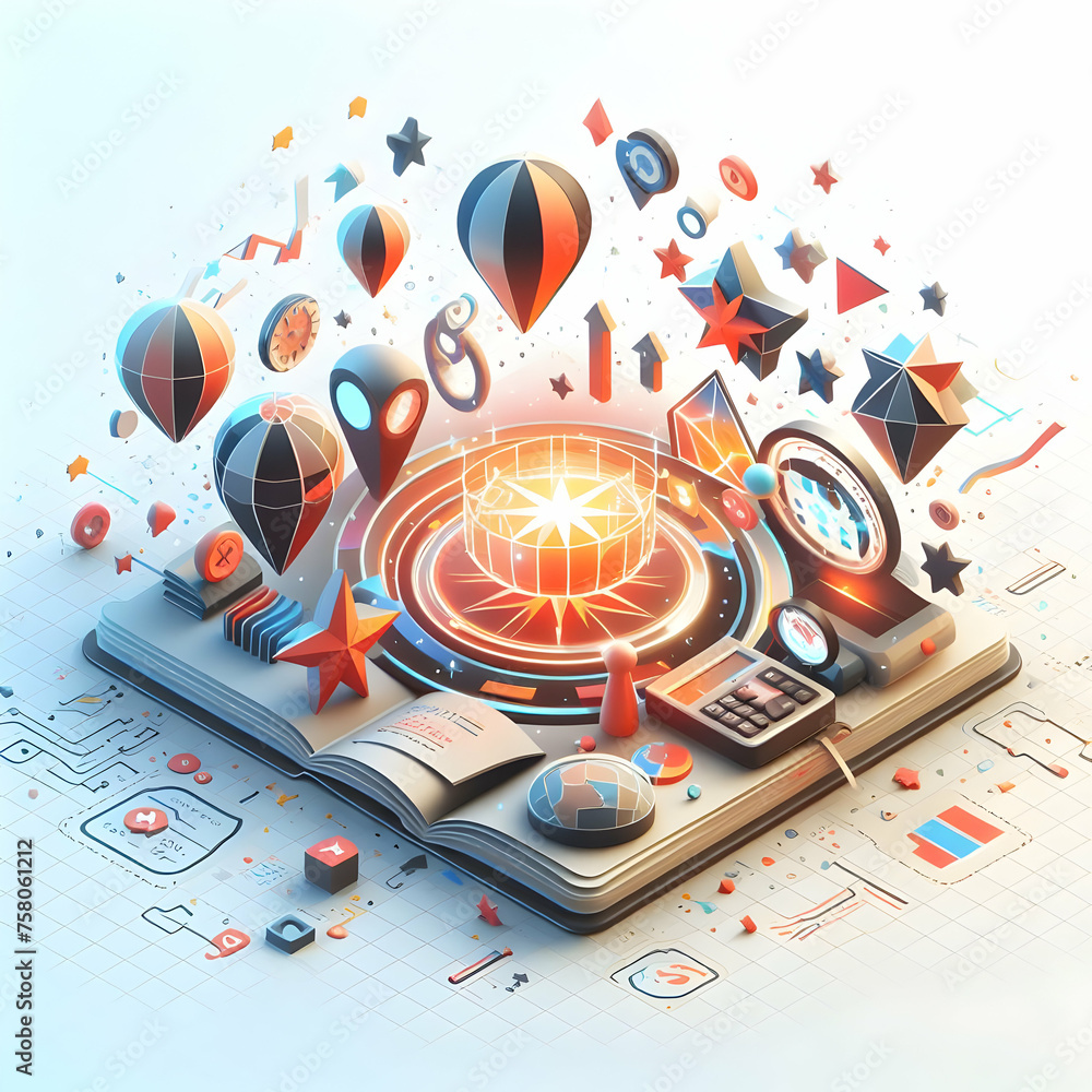 Aufkleber 3d flat icon digital star maps concept star maps with interactive digital elements with white backgr