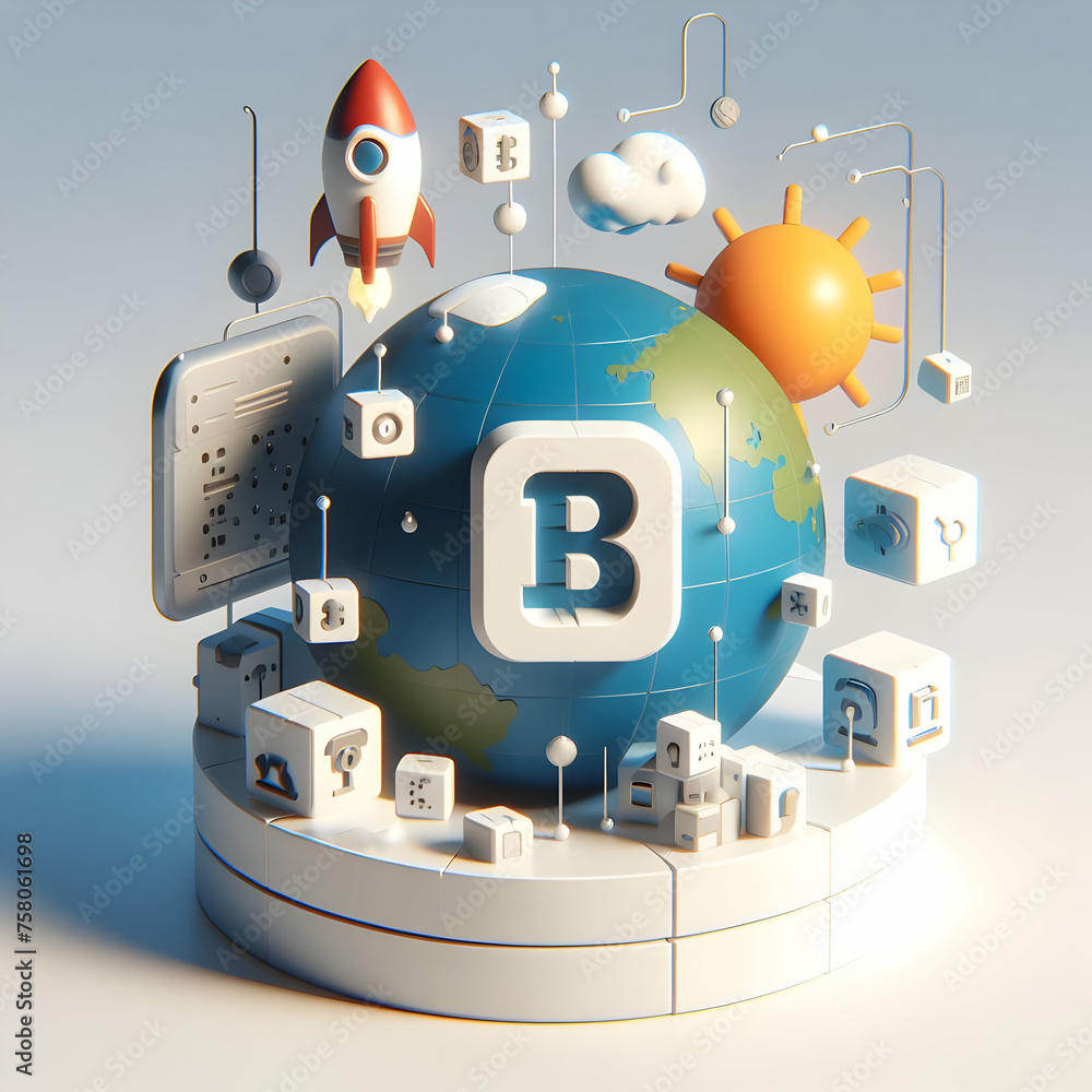 Poster 3d flat icon space age cryptography concept cryptographic puzzles with a space exploration theme wit