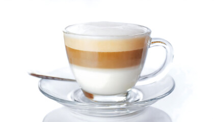 Steaming cappuccino. Varieties of coffee: espresso, mocha, latte, cappuccino, macchiato, and affogato, a selection of delicious beverages