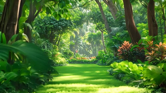 A captivating garden landscape bathed in sun